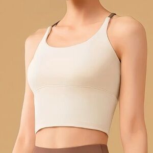 Seamless Longline Bralette Crop Top - Cream